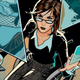 Ryan Sooks' illustration of Barbara Gordon in her wheelchair as Oracle, working on a computer with several screens showing her Birds of Prey teammates.